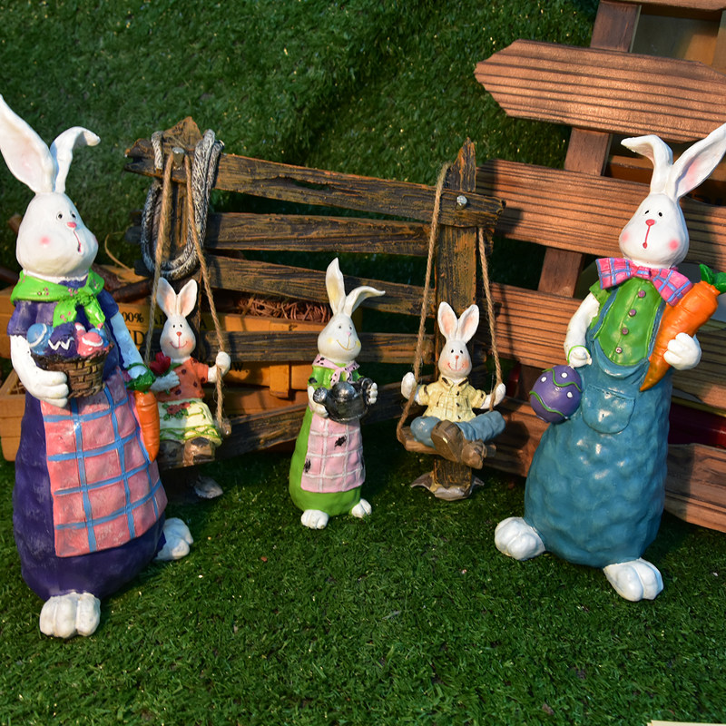 卡通兔子乡村庭院田园复古树脂摆件可爱工艺品创意写实花园批发,淘宝优惠券,粉丝福利购,淘宝优惠卷