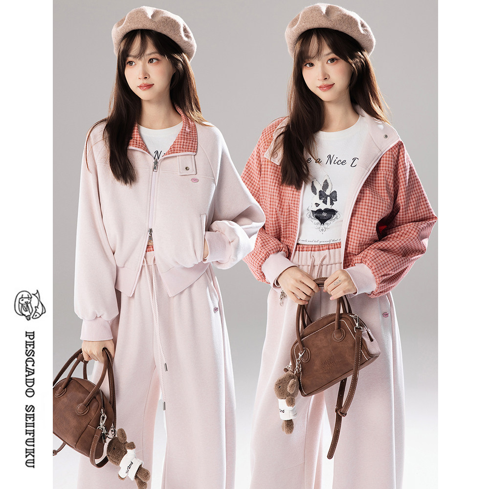 甜鱼少盐[织氧]两面穿拉链短款卫衣外套女2025新款小个子连帽开衫,淘宝优惠券,粉丝福利购,淘宝优惠卷