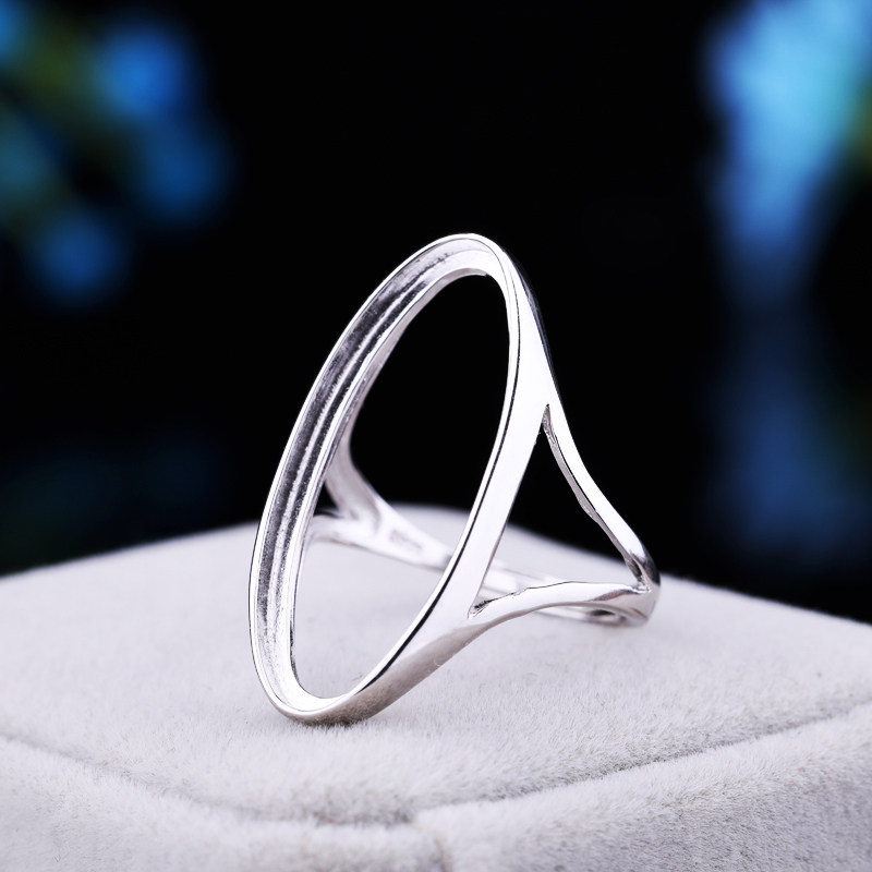925 sterling silver ring empty long ring surface ring holder