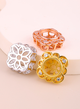 S925纯银戒指个性diy手工镶嵌