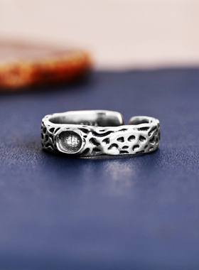 男女款925银镶嵌天然开口指环