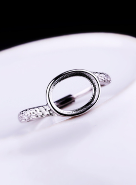 戒指S925镶嵌蜜蜡空托DIY手工