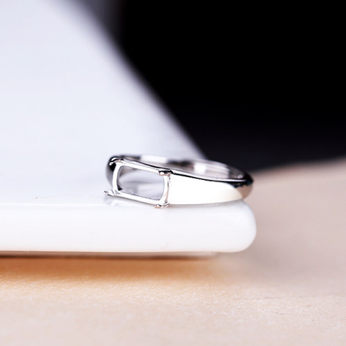 马鞍托戒托空托男女S925纯银戒指空托镶嵌绿松石翡翠玉石 4*8 5*9 - 图2