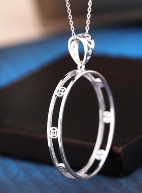 diy空托s925纯银吊坠蜜蜡项坠女