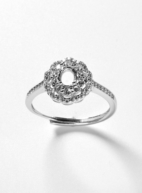 S925纯银戒指空托轻奢女开口戒托