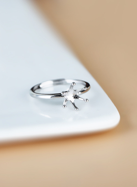 925银戒指空托镶嵌珍珠无孔戒托