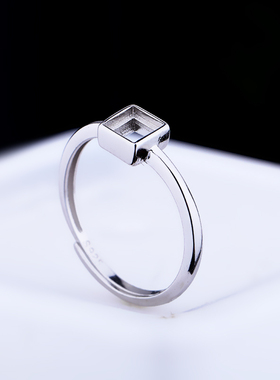 S925纯银戒指空托女镶嵌翡翠戒面