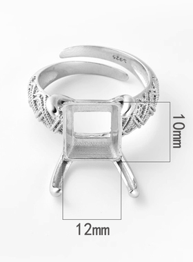 S925纯银戒指空托加厚长爪子男女