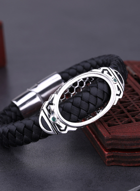 s925手链DIY镶嵌皮绳托空托