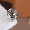 Platinum silver full floor hollow support 925 silver men's ring
