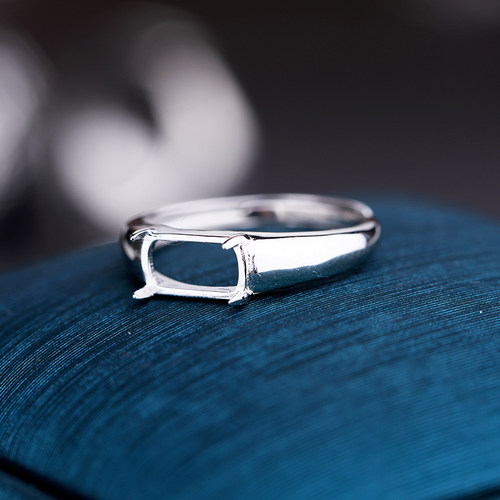 马鞍托戒托空托男女S925纯银戒指空托镶嵌绿松石翡翠玉石 4*8 5*9 - 图0