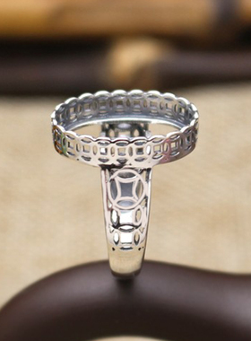 镶嵌琥珀蜜蜡绿松石复古戒指空托