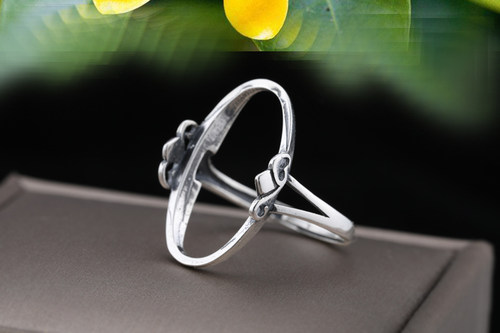 S925纯银戒指托戒托女款镶嵌蜜蜡戒托空托复古戒指托 12*18 14*24 - 图2