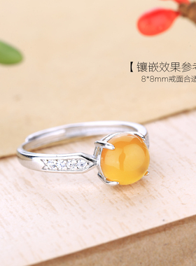 通体925纯银DIY镶嵌戒面戒托女戒