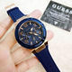 Gass Silicone Rose Gold Diamond Couple Watch