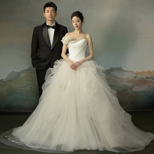 Топ без лямок на лацкан подходит для фотосессий для влюбленных, свадебное платье, в корейском стиле, в цветочек