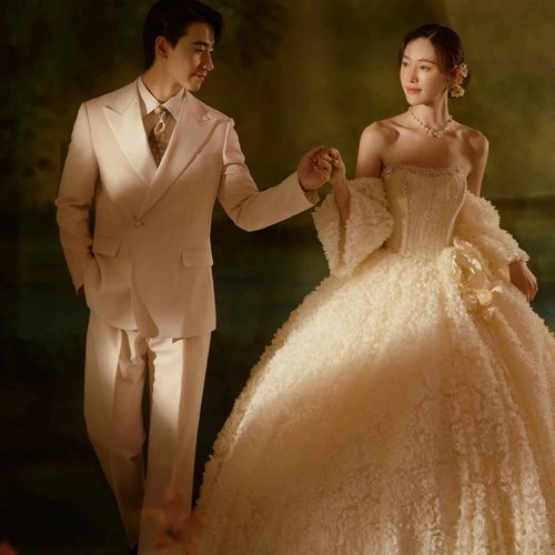 Топ без лямок на лацкан подходит для фотосессий для влюбленных, свадебное платье, в цветочек, цвета шампанского