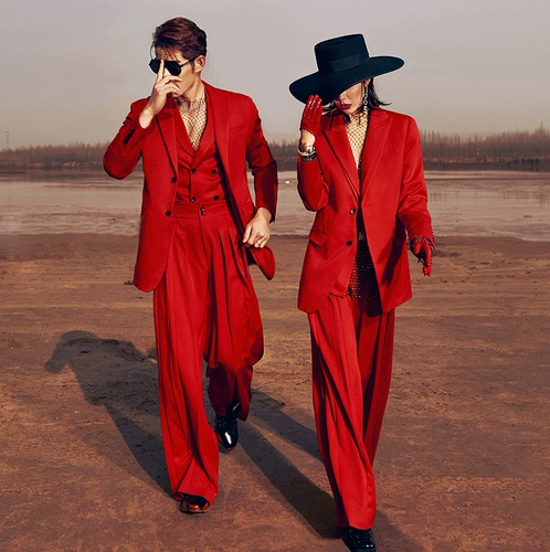 Штаны для влюбленных, красный ретро комплект подходит для мужчин и женщин