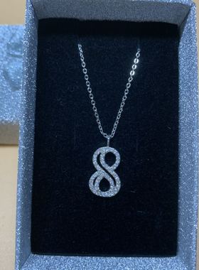 S925银钢印轻奢数字铜微镶锆石锁骨链女士项链水晶锆石时尚颈链