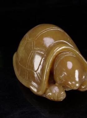 天然珠宝把件龙龟新疆和田玉