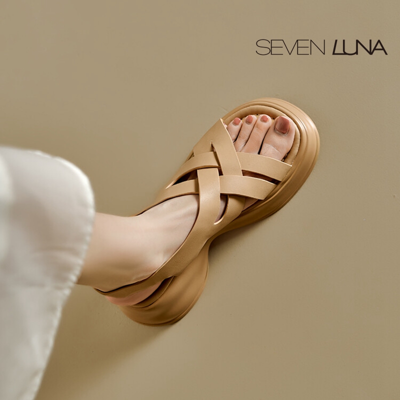 SEVEN LUNA~国内正品2024夏季舒适编织厚底休闲百搭凉鞋女SLC729-图2