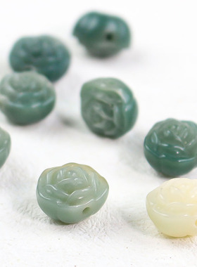 菩提根散珠雕刻山茶花开DIY佛珠手串108颗念珠项链配件材料珠子