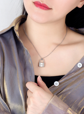 925纯银女士锁吊坠珍珠链颈链