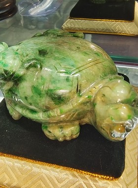 灵缘 道系文创 天然翡翠双彩阳绿龙龟 吉祥物定制款 风生水起摆件