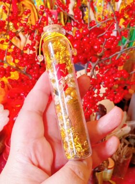 新款肉桂生财 图腾月桂满盈摆件招财聚米瓶财富黄水晶瓶