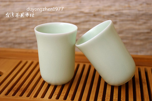 EILONG/宜龙茶具正品老款 仿宋汝窑粉青釉闻香杯茶杯酒杯开片 - 图2