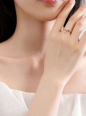 英国 【设计师】Cookie Kiss蝶结铃铛戒指女小众设计感开口食指戒