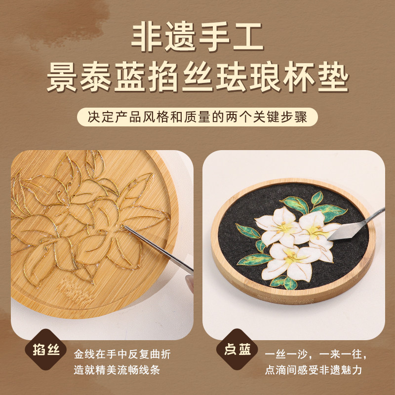 非遗景泰蓝掐丝珐琅画杯垫diy传统手工材料包新手入门DIY团建活动,淘宝优惠券,粉丝福利购,淘宝优惠卷
