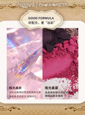 haggard伊莫怪兽四色眼影盘黑烟熏粉棕玩妆哑光爆闪低饱和多色女