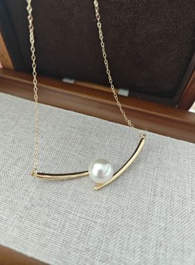 简约施家珍珠极光项链女925银百搭锁骨链轻奢小众时尚颈链配饰