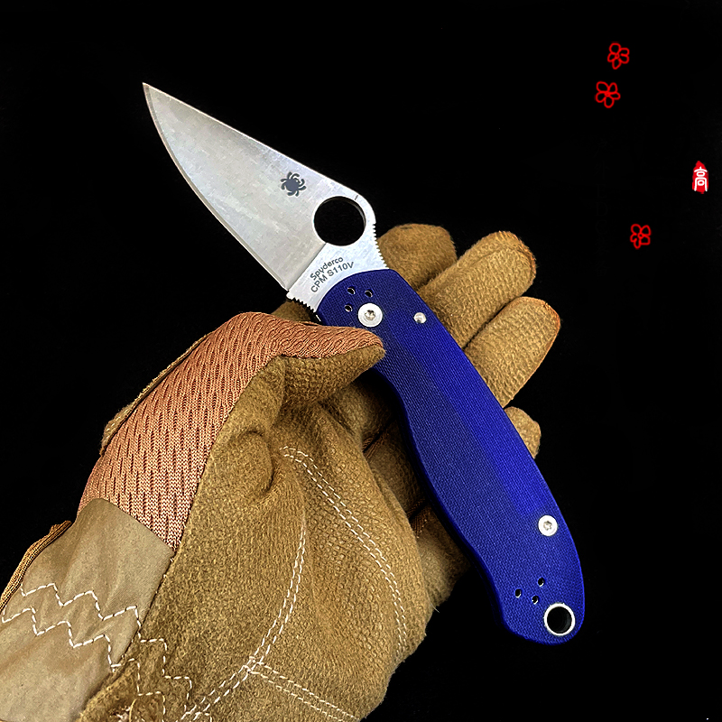 美国Spyderco蜘蛛C223GPDBL2 Manix2户外便携折刀S110V不锈钢G10 - 图0