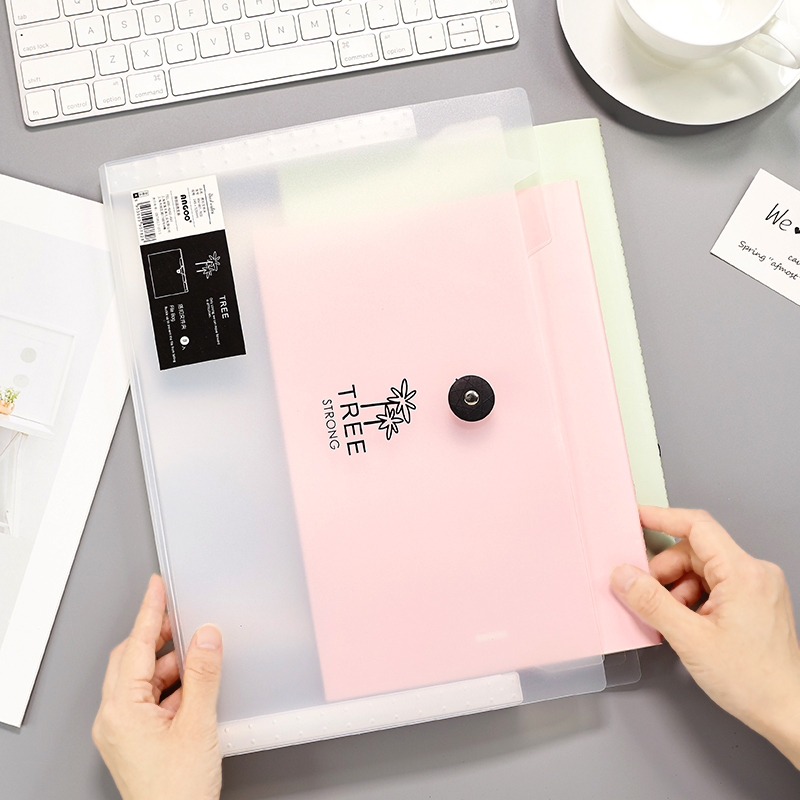 小清新文件夹女多层学生用透明A4插页资料册
