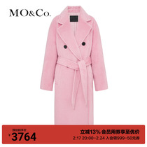 MOCO2023 winter new product with cotton wool sheep camel hair long fur coat jacket MBC4OVC023 with belt