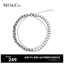 MOCO Double Layer Chain Metal Splicing Zircon Necklace MBB1JEW003