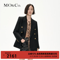 MOCO2023 winter new pint with wool vintage refute collar cushion shoulder profile gold buckle suit jacket MBC4BLA011