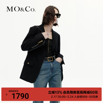 (beautiful Normian wool) MOCO2023 winter new pint of thin mark padded shoulder suit jacket MBC4BLA001