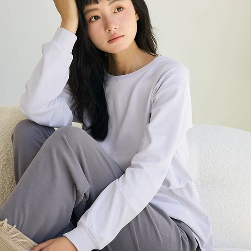 Кремовый мусс, осенняя пижама, удерживающий тепло цветной демисезонный бархатный лонгслив для влюбленных