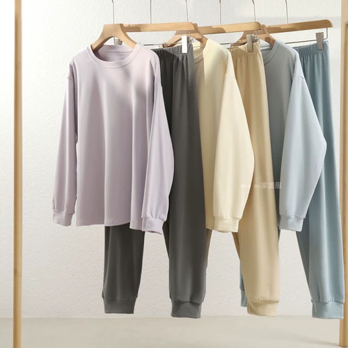 Кремовый мусс, осенняя пижама, удерживающий тепло цветной демисезонный бархатный лонгслив для влюбленных