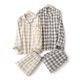 ຝ້າຍບໍລິສຸດແປງ plaid ຄູ່ຜົວເມຍເຄື່ອງນຸ່ງເຮືອນແບບຍີ່ປຸ່ນ