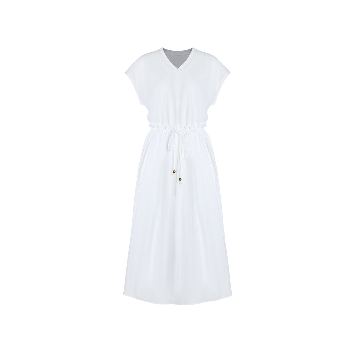 范洛Fano 松弛休闲感清凉针梭拼接撞色串珠绳休闲显瘦连衣裙女夏,淘宝优惠券,粉丝福利购,淘宝优惠卷