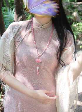 「酒醉杨妃」玉牡丹流苏项链