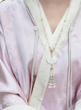 吉祥如意天然蝶贝水晶流苏项链