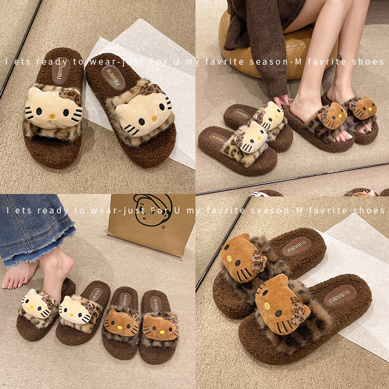 2025秋冬新款8826-8猫头居家棉鞋外穿保暖休闲时尚百搭毛毛拖鞋女,淘宝优惠券,粉丝福利购,淘宝优惠卷