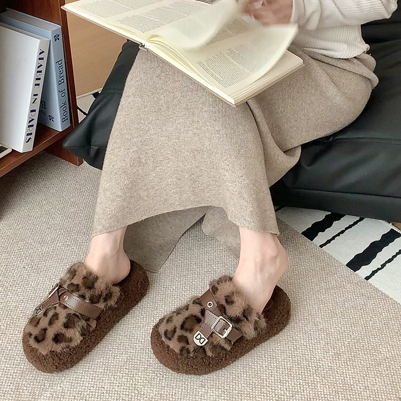 2026年时尚8829半包豹纹百搭外穿软底家居保暖毛毛鞋女拖鞋,淘宝优惠券,粉丝福利购,淘宝优惠卷