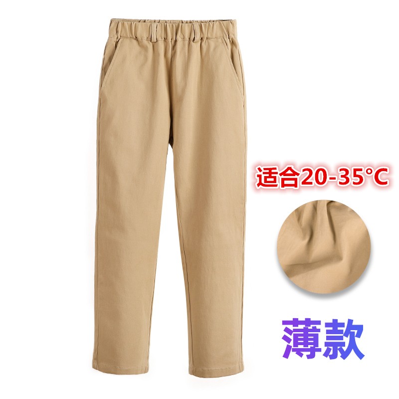 儿童西裤男童卡其色夏季校服裤子女童黑藏青小学生松紧腰演出校裤-图2