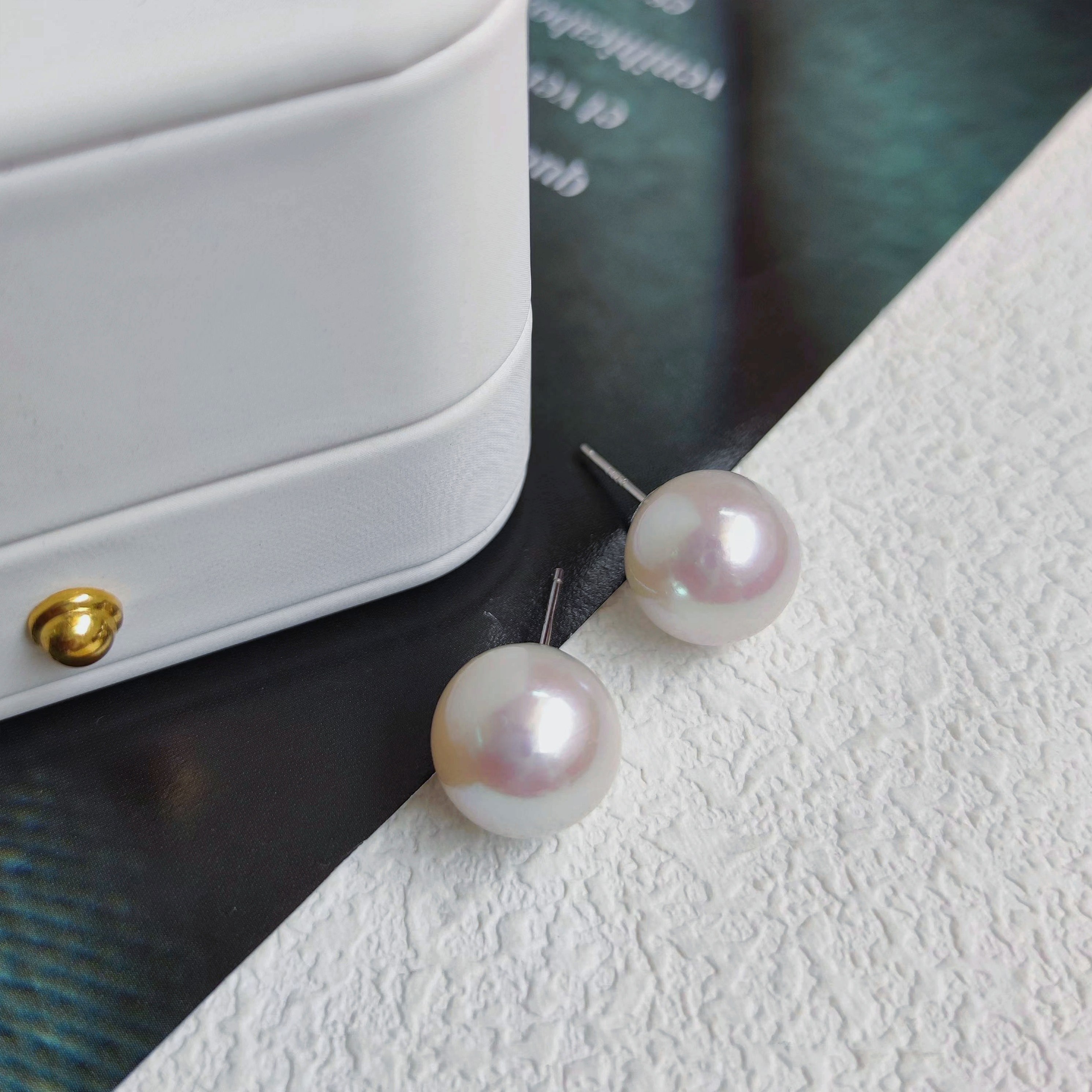 天然淡水珍珠11-12mm正圆爱迪生珍珠耳钉纯银针耳饰简约素钉,淘宝优惠券,粉丝福利购,淘宝优惠卷